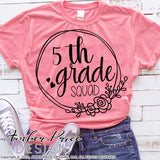 5th grade squad SVG, back to school shirt SVG, last day of school cut file for cricut, silhouette, fifth grade SVG, 5th grade teacher SVG. Custom school grade Vector for going into 5th grade. New 5th grader SVG DXF and PNG version also included. EPS by request. Cute and Unique sublimation file. From Amber Price Design