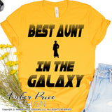 Best aunt in the galaxy SVG, Make your own Star wars Aunt shirt for your aunt / auntie's mother's day gift with my unique Star Wars SVG cut file vector for cricut and silhouette cameo files. DXF and PNG sublimation file included. Cricut SVG Files for Cricut Project Ideas SVG Bundles Design Bundles | Amber Price Design