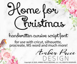 Handwritten Christmas font, Handwriting font svg, cursive script font svg font, cricut font, silhouette font, hand lettered script font, download font, instant download, procreate font, digital download, font design, fonts for cricut, fonts for silhouette, dxf font, otf font, word, fonts for procreate | Amber Price Design
