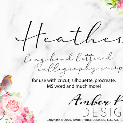 Handwritten cursive font, long Hand lettered script font svg, script font svg font, cricut font, silhouette font, hand lettered script font, download font, instant download, procreate font, ​digital download, font design, fonts for cricut, fonts for silhouette, dxf font, otf font, fonts for procreate | Amber Price Design