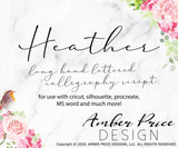 Handwritten cursive font, long Hand lettered script font svg, script font svg font, cricut font, silhouette font, hand lettered script font, download font, instant download, procreate font, digital download, font design, fonts for cricut, fonts for silhouette, dxf font, otf font, fonts for procreate | Amber Price Design