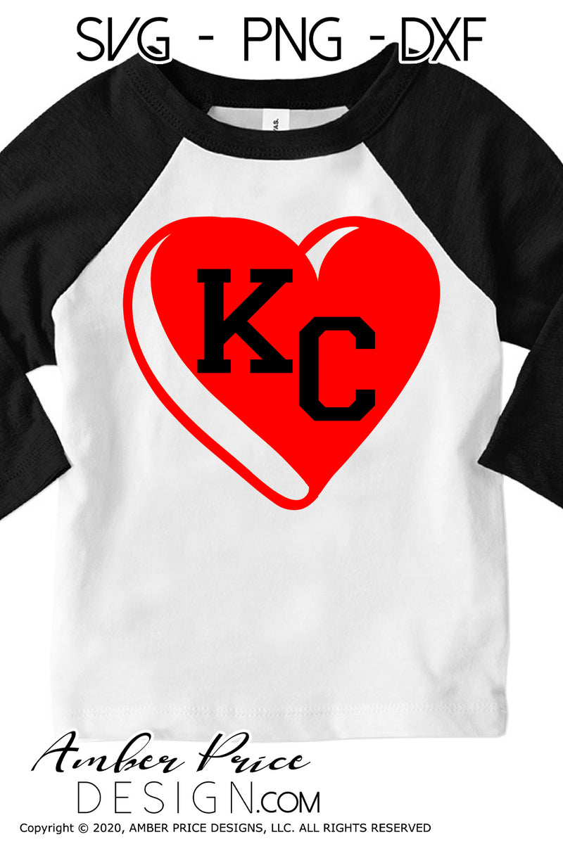 KC Heart SVG Love Kansas City SVG PNG DXF Chiefs | Amber Price Design