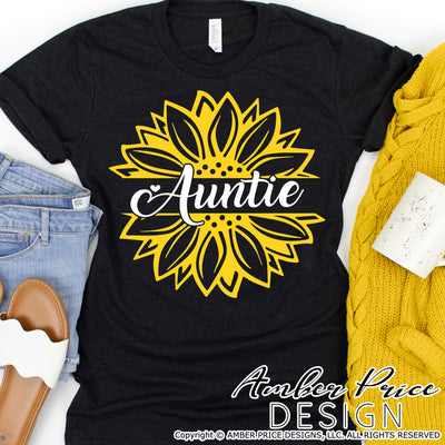 Auntie Sunflower SVG Auntie SVG PNG DXF Aunt SVGs Mother's Day SVG cut file for cricut silhouette craft DIY vector clipart