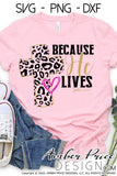 Because he lives John 14:19 leopard print cross svg png dxf christian design