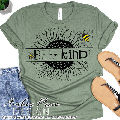 Bee kind SVG, Sunflower SVGs, Bumble bee svg, kindness Kid's Valentine's Day svg, heart svg, free svg, save the bees svg, valentine's day shirt craft, DIY Cricut svg silhouette projects vector files for home decor. SVG Silhouette SVG Files for Cricut Project Ideas Simply Crafty SVG Bundles Vector | Amber Price Design