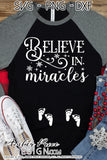 Believe in Miracles SVG Christmas Maternity SVG for winter! Cute DIY Christmas Pregnancy reveal SVG files for all your Maternity shirt projects! Announce your pregnancy with our creative infertility warrior design! Our Pregnancy Announcement SVG is PERFECT for your pregnancy crafts! PNG DXF | Amber Price Design bundle