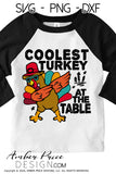 Coolest turkey at the table SVG, kid's Thanksgiving SVG design cut file for cricut, silhouette, PNG. Cute fall themed DXF also included. Unique sublimation PNG file. Cricut SVG Silhouette SVG Files for Cricut Project Ideas Simply Crafty SVG Bundles Design Bundles, Vectors | Amber Price Design | amberpricedesign.com