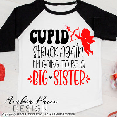Cupid struck again SVG, Valentine's day Big sister svg, new baby valentine's day SVG, Valentine's Day pregnancy svg, Valentine's day maternity svg, free svg, shirt svg silhouette projects vector files for home decor. Silhouette SVG Files for Cricut Project Ideas Simply Crafty SVG Bundles Vector | Amber Price Design