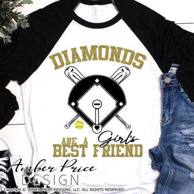 Diamonds are a girl's best friend softball SVG PNG DXF, Softball vector, baseball diamond svg, softball diamond svg, cut file, for cricut, for silhouette