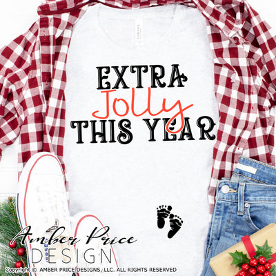 Extra Jolly this year SVG Christmas Maternity SVG for winter! Cute DIY Christmas Pregnancy reveal SVG files for all your Maternity shirt projects! Announce your pregnancy with our creative infertility warrior design! Our Pregnancy Announcement SVG is PERFECT for your pregnancy craft! PNG DXF | Amber Price Design bundle