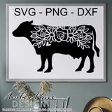 Floral Cow SVG, Cattle SVG, Cow SVG, Cattle clipart, Farm SVGs, Farm house svg, farm wife svg, farm life svg, png, dxf, home decor svgs
