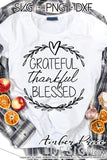 Grateful thankful blessed SVG, Thanksgiving SVG, modern laurel wreath svg, women's Fall SVG, October SVG cut file for cricut, silhouette DXF & PNG also included. Cute and Unique sublimation file. Cricut SVG Silhouette Files for Cricut Project Ideas, Simply Crafty SVG Bundles Design Bundles, Vectors | Amber Price Design