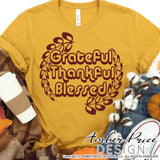 Grateful thankful blessed SVG, BOHO Thanksgiving SVG, laurel wreath svg, women's Fall SVG, October SVG cut file for cricut, silhouette, DXF & PNG also included. Cute and Unique sublimation file. Cricut SVG Silhouette Files for Cricut Project Ideas, Simply Crafty SVG Bundles Design Bundles, Vectors | Amber Price Design