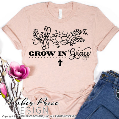Grow in Grace SVG 2 Peter 3:18 svg PNG DXF Christian SVG Flower SVG hand holding flower svg, clipart, cricut, silhouette, cut file vector, digital download, Christian wildflower svg