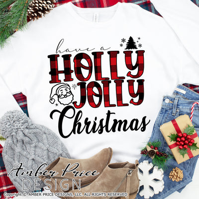 Have a Holly Jolly Christmas SVG, Cute Christmas svg, Buffalo check santa SVG, Buffalo Plaid Christmas home decor SVG designs DIY winter shirt craft, DIY silhouette projects vector files for home decor. SVG Silhouette SVG SVG Files for Cricut Project Ideas Simply Crafty SVG Bundles Vector | Amber Price Design