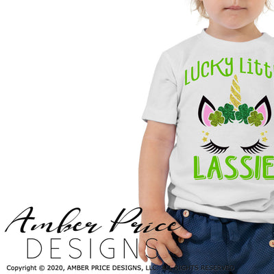 Lucky Little Lassie SVG PNG DXF Saint Patrick's Day Unicorn design