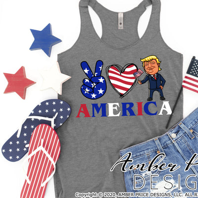 Peace love America PNG Trump Sublimation Screen Print Design