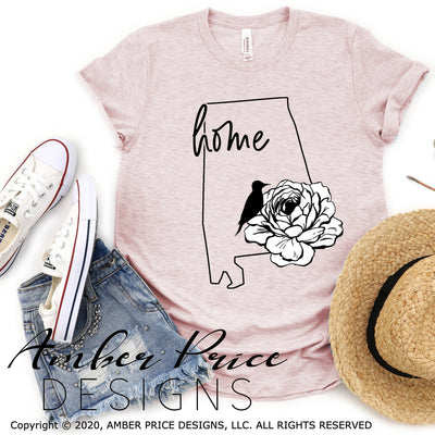 Alabama SVG PNG DFX Home state camellia northern flicker clipart design
