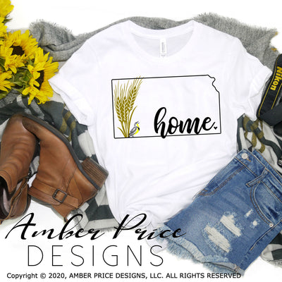 Kansas SVG PNG DXF Sunflower state outline clipart design wheat meadowlark