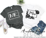 Mr Mrs Floral wedding honeymoon svg png dxf