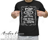Pop The Man The Myth The Legend SVG PNG DXF Jack Daniels SVG, Father's Day SVGs, Pop SVGs, Grandpa SVG, Whiskey SVG, cut file for cricut, Amber Price Design