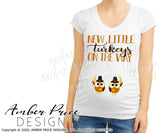 New little turkeys on the way SVG | Cute Fall Maternity SVG! Cute DIY TWIN Thanksgiving Pregnancy reveal SVG files for all your twins Maternity shirt projects! Announce your pregnancy with our creative fall maternity designs! Our Pregnancy Announcement designs for your crafts! PNG DXF | Amber Price Design bundles