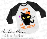 Halloween SVG, Kid's Halloween SVG cut file for cricut, silhouette, Girl's Halloween shirt SVG. Black cat SVG Happy Halloween Shirt Vector for Fall and Autumn. Cute kitty cat with bow svg, png, dxf. Kid's Fall Halloween shirt DXF PNG versions included. EPS by request. Sublimation PNG file. From Amber Price Design