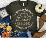 Grateful thankful blessed SVG, Thanksgiving SVG, modern laurel wreath svg, women's Fall SVG, October SVG cut file for cricut, silhouette DXF & PNG also included. Cute and Unique sublimation file. Cricut SVG Silhouette Files for Cricut Project Ideas, Simply Crafty SVG Bundles Design Bundles, Vectors | Amber Price Design