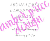 Handwritten cursive font, long Hand lettered script font svg, script font svg font, cricut font, silhouette font, hand lettered script font, download font, instant download, procreate font, digital download, font design, fonts for cricut, fonts for silhouette, dxf font, otf font, fonts for procreate | Amber Price Design