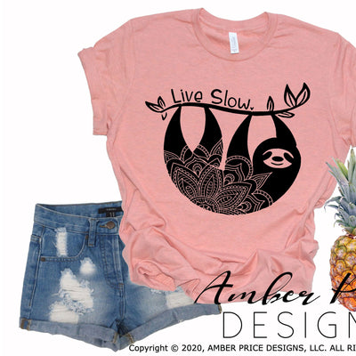 Live slow SVG Cute Sloth PNG DXF digital design