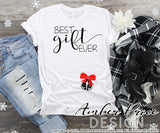 Best Gift Ever SVG Christmas Maternity SVG for winter! Cute DIY Christmas Pregnancy reveal SVG files for all your Maternity shirt projects! Announce you're expecting with our creative twin pregnancy shirt design for winter! Our Pregnancy Announcement SVG is PERFECT for your pregnancy craft! PNG DXF | Amber Price Design