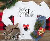 Best Gift Ever SVG Christmas Maternity SVG for winter! Cute DIY Christmas Pregnancy reveal SVG files for all your Maternity shirt projects! Announce you're expecting with our creative twin pregnancy shirt design for winter! Our Pregnancy Announcement SVG is PERFECT for your pregnancy craft! PNG DXF | Amber Price Design