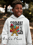 Coolest turkey at the table SVG, kid's Thanksgiving SVG design cut file for cricut, silhouette, PNG. Cute fall themed DXF also included. Unique sublimation PNG file. Cricut SVG Silhouette SVG Files for Cricut Project Ideas Simply Crafty SVG Bundles Design Bundles, Vectors | Amber Price Design | amberpricedesign.com