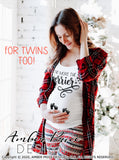 The more the merrier SVG Christmas Maternity SVG for winter! Cute Christmas Pregnancy reveal SVG file for your Maternity shirt project! Announce you're expecting with our creative twin pregnancy shirt design for winter! My Pregnancy Announcement SVG is PERFECT for your pregnancy craft PNG DXF | Amber Price Design