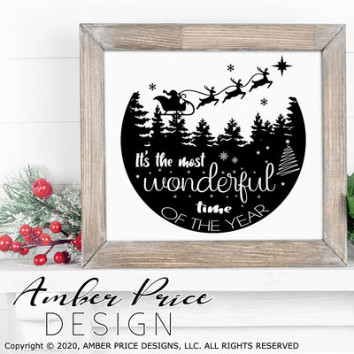 It's the most wonderful time of the year SVG Christmas SVG, Winter svg, santa's sleigh with reindeer christmas ornament SVGs winter shirt craft, DIY Cricut and silhouette projects vector files, for home decor. SVG Silhouette SVG SVG Files for Cricut Project Ideas Simply Crafty SVG Bundles Vector | Amber Price Design