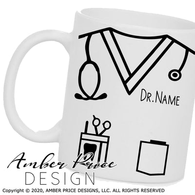 Dentist scrubs svg png dxf