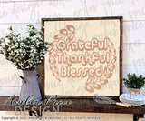 Grateful thankful blessed SVG, BOHO Thanksgiving SVG, laurel wreath svg, women's Fall SVG, October SVG cut file for cricut, silhouette, DXF & PNG also included. Cute and Unique sublimation file. Cricut SVG Silhouette Files for Cricut Project Ideas, Simply Crafty SVG Bundles Design Bundles, Vectors | Amber Price Design\