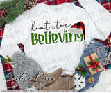 Don't Stop believing SVG, Christmas SVG, Santa SVG, Santa Hat SVG, Christmas SVG cut files for cricut, Winter shirt designs, Home Decor SVG. DXF & PNG included. Cute & Unique sublimation file. Silhouette downloadable File for Cricut Project Ideas Simply Crafty SVG Bundles Design Bundles, Vector | Amber Price Design