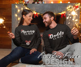 Mommy Claus SVG and Daddy Claus SVG Couple's Christmas Pregnancy / Maternity SVG PNG & DXF set. Couple's Christmas Maternity SVG His & Hers winter Pregnancy reveal shirt project! Announce your twin pregnancy shirt design winter! Pregnancy Announcement SVG is PERFECT for your pregnancy craft PNG DXF Amber Price Design