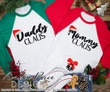 Mommy Claus SVG and Daddy Claus SVG Couple's Christmas Pregnancy / Maternity SVG PNG & DXF set. Couple's Christmas Maternity SVG His & Hers winter Pregnancy reveal shirt project! Announce your twin pregnancy shirt design winter! Pregnancy Announcement SVG is PERFECT for your pregnancy craft PNG DXF Amber Price Design
