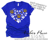 Paw Print Heart SVG PNG DXF Dog mom design