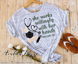 She works willingly with her hands nurse svg png dxf proverbs 31:13 svg covid nurse design