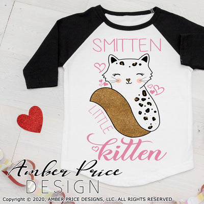 Kitty cat svg leopard print cat svg toddler Valentine's day SVG smitten little kitten baby shirt design cut file png dxf svg leopard print svgs