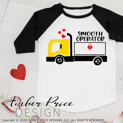 Smooth operator svg kids Valentine's SVG valentine construction semi truck driver svg Valentines day shirt design cut file png dxf boy girl