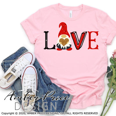 LOVE svg Valentine's day svg gnome hearts svg cute L O V E Valentines SVG girl's dxf svg sublimation print png clipart cut file layer Cricut