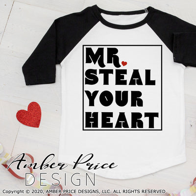 Mr steal your heart svg boy's Valentine's SVG baby kid modern valentines day shirt clipart design cut file layered png dxf Cricut silhouette