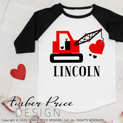 Valentines construction crane svg kids Valentine's SVG boy's Valentines day shirt clipart design cut file layered png dxf boys girls Cricut
