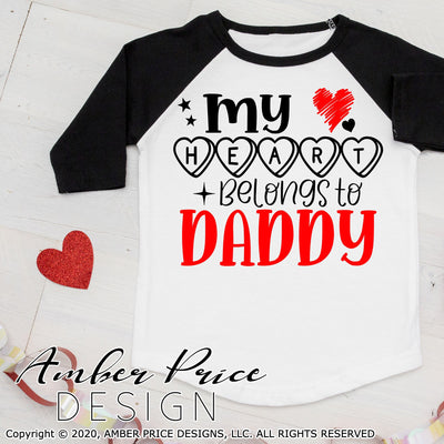 My heart belongs to daddy svg kids Valentine's SVG boy's girl's valentines day shirt clipart design cut file layered png dxf Cricut file