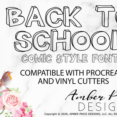 School font, Hollow Block font svg, svg font, cricut font, silhouette font, silly font, cute font, Back to school font, kid's fonts, children's fonts, download font, instant download, procreate font, ​digital download, font design, fonts for cricut, fonts for silhouette, dxf font, otf font, word, fonts for procreate | Amber Price Design