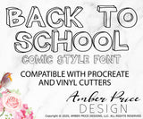 School font, Hollow Block font svg, svg font, cricut font, silhouette font, silly font, cute font, Back to school font, kid's fonts, children's fonts, download font, instant download, procreate font, digital download, font design, fonts for cricut, fonts for silhouette, dxf font, otf font, word, fonts for procreate | Amber Price Design